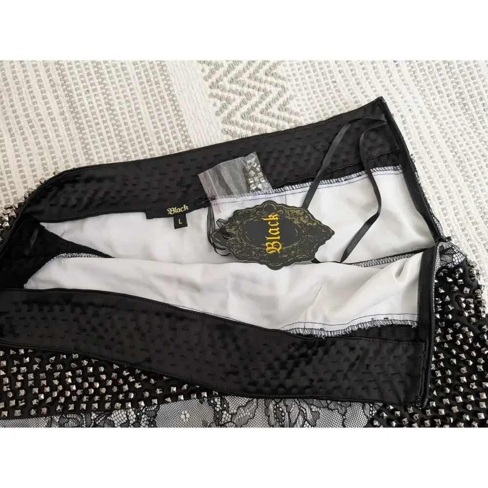 NWT Black-Collection vintage y2k beaded lace mini skirt - Picture 6 of 8